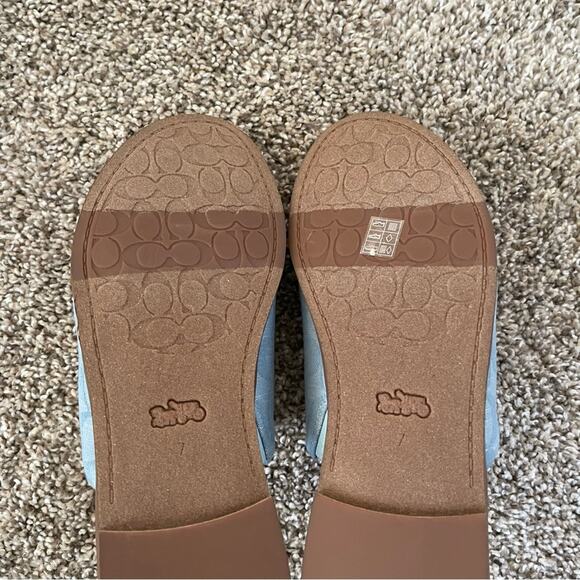 New Coach Blue Signature Monogram C Canvas Sandals Shoes - Picture 7 of 7